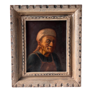 Flemish School Style Framed Oil Portrait Painting, Signed Palm