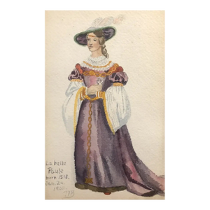 1902 English Watercolor Figure