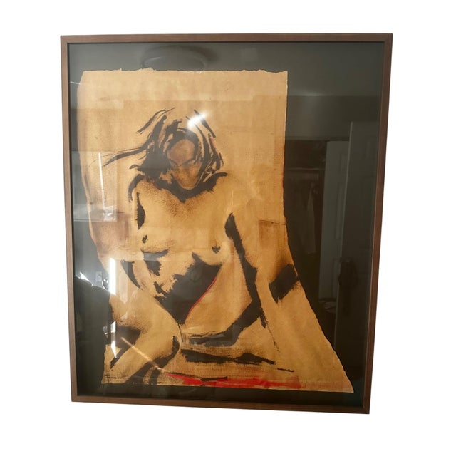 Wood Greg Lauren Figurative Nude Mixed Media on Paper, Framed For Sale - Image 7 of 13