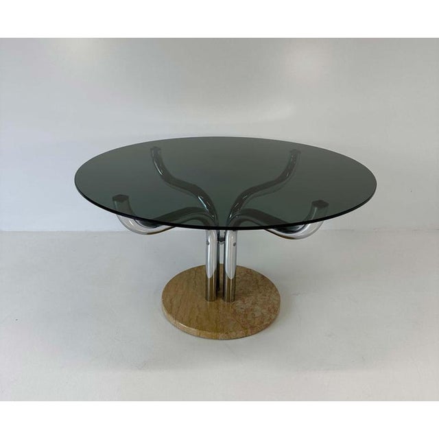 Guido Faleschini Vintage Italian Dining Table in Smoked Glass and Marble by Guido Faleschini, 1970s For Sale - Image 4 of 11