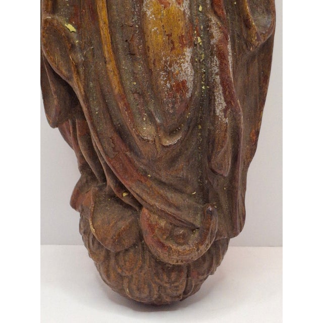 Wood Antique 17th or 18th C. European Wooden Relief Sculpture of Madonna and Child For Sale - Image 7 of 16