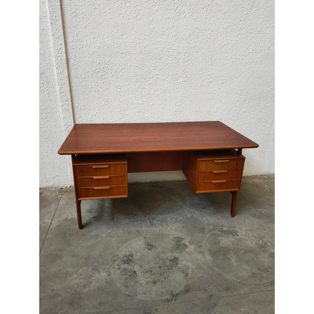 Gunni Omann Mid-Century Teak Desk attributed to Gunni Omann for Omann Jun, 1970 For Sale - Image 4 of 13