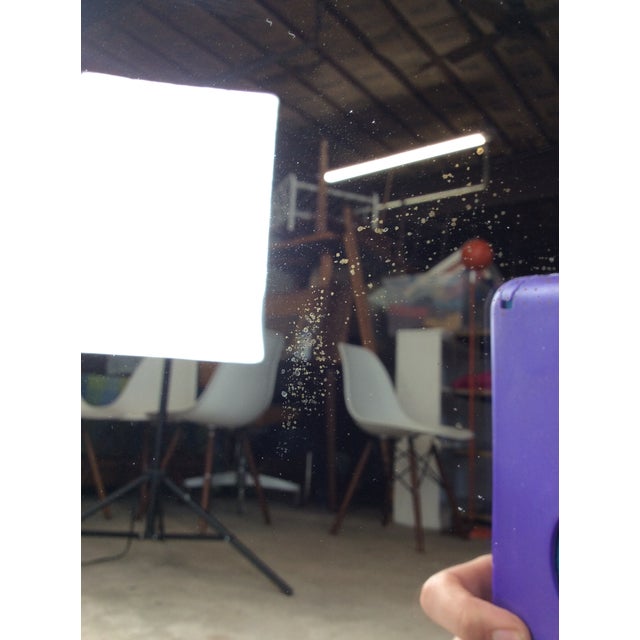 Brown Mid Century Modern Mountable Mirror With Wooden Details at Top For Sale - Image 8 of 18