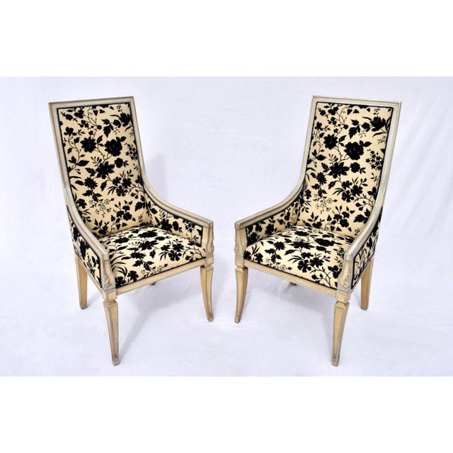 Mid 20th Century Mid-20th C. French Directoire Style Velvet & Silver Leaf Armchairs For Sale - Image 5 of 11