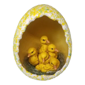 Vintage Holland Mold Easter Ducklings With Spackled Egg Shell