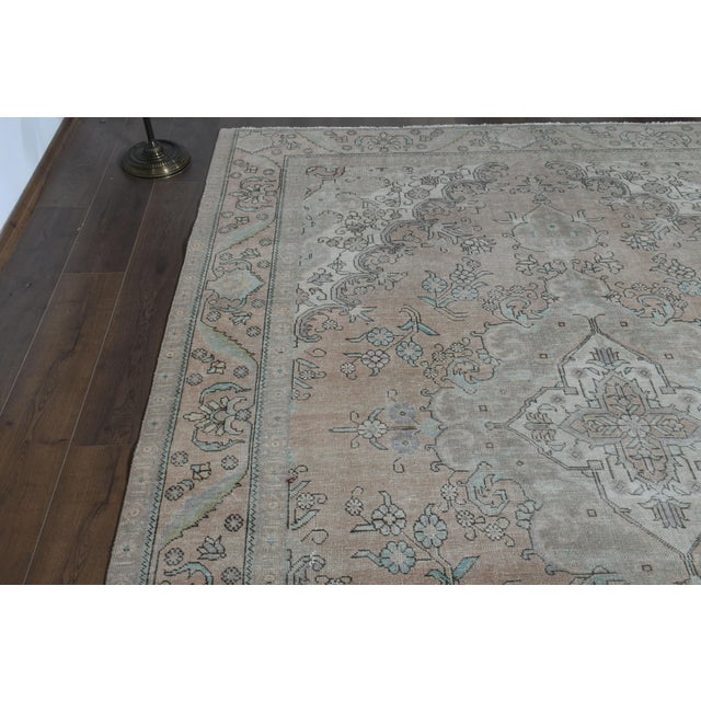 1970s Vintage Persian Handmade Wool Cotton Orange Area Rug For Sale - Image 10 of 11