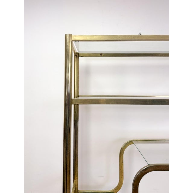 Vintage Milo Baughman Style Brass Tone Etagere Shelf Vintage Hollywood Regency For Sale - Image 12 of 17