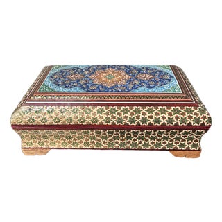 VTG Persian Hand Made Inlaid Wooden Khatam Kari Jewelry Box For Sale