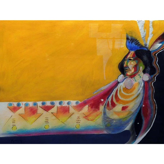 Plastic Bruce King Untitled Hand Signed Original Painting, Native American For Sale - Image 7 of 12