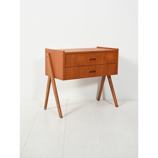 Scandinavian Teak Bedside Table with Two Drawers, 1960s For Sale - Image 3 of 9