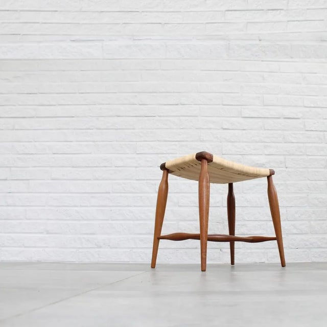 Brown Stool attributed to Josef Frank for Svenskt Tenn, Sweden For Sale - Image 8 of 10
