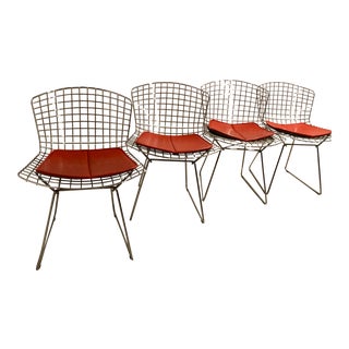 1950s Vintage Bertoia Polished Chrome Side Chairs - Set of 4 For Sale