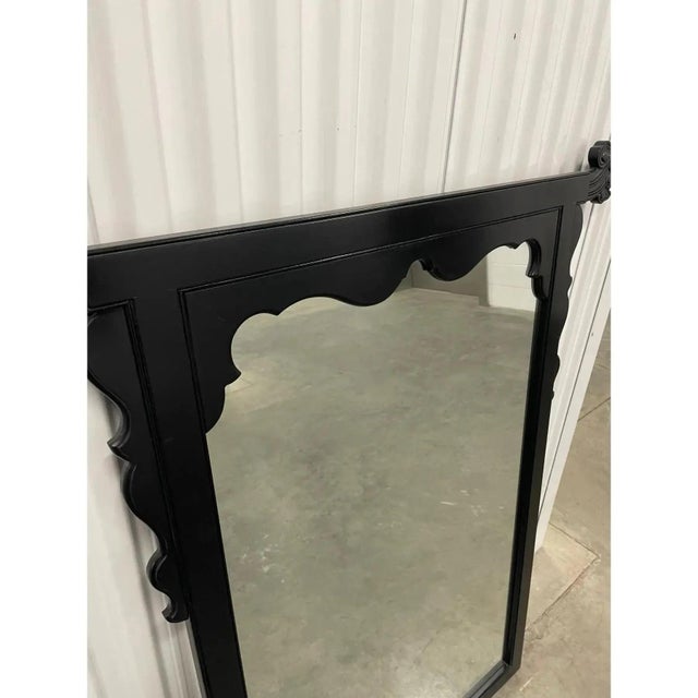 Asian style carved solid wood mirror in gloss black by Century Furniture finish adds a touch of chinoiserie to any decor....