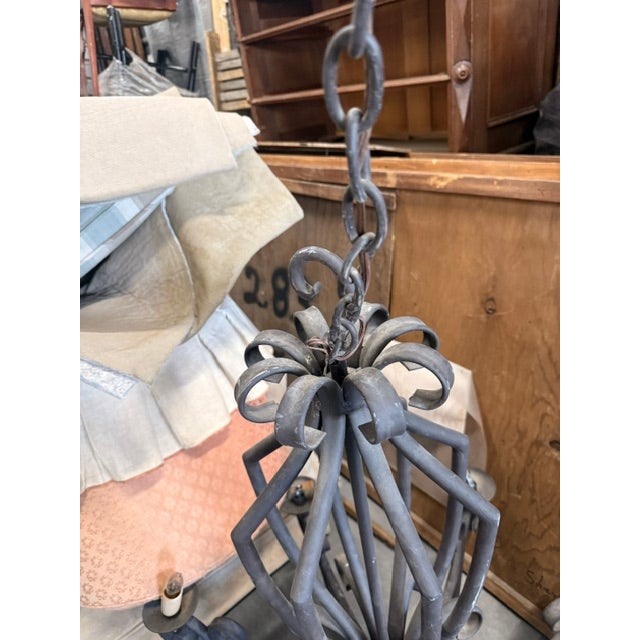 Gothic Vintage Wrought Iron Chandelier - 8 Light Gothic/Spanish Revival Style For Sale - Image 3 of 4