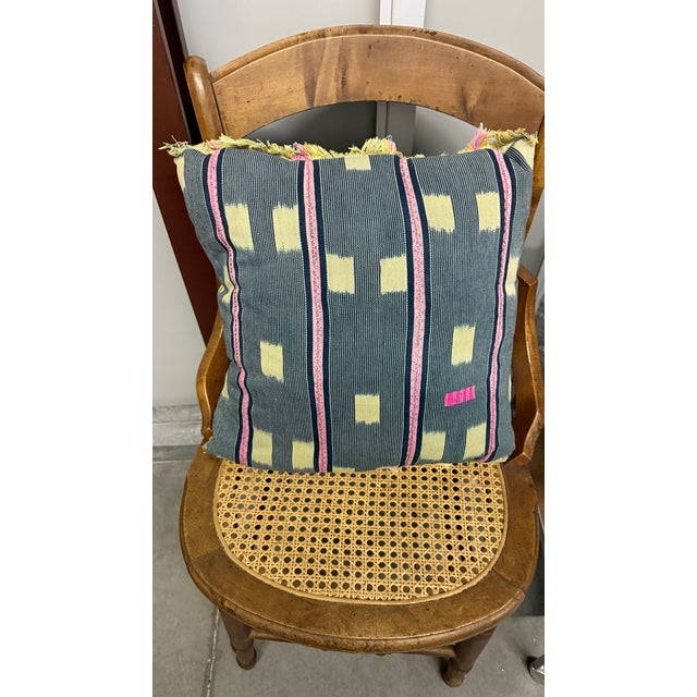 Pair of African Ikat Blue Pillows For Sale - Image 4 of 8