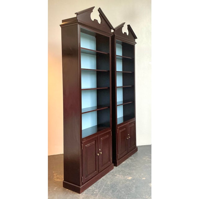 Chippendale Vintage Pediment Mahogany Etagere - A Pair For Sale - Image 3 of 12