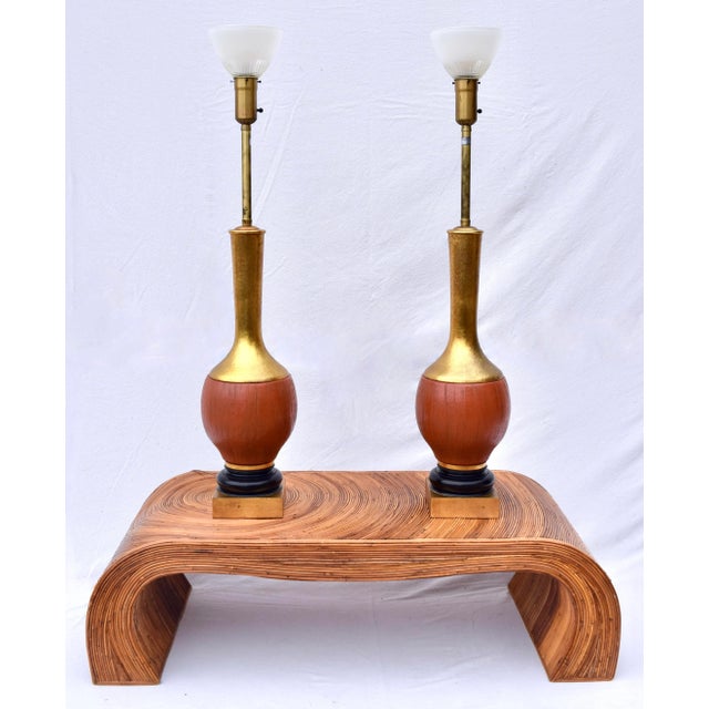 Mabro Lamp Company Mid Century Modern Gold Gilt Table Lamps by Marbro Lamp Co. For Sale - Image 4 of 11