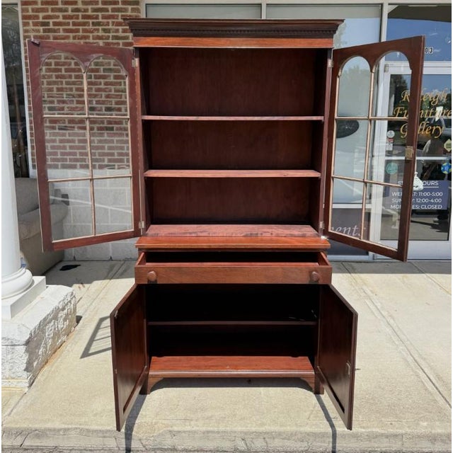 Mid 20th Century Vintage NC-Made Solid Mahogany Step Back Cupboard For Sale - Image 5 of 16