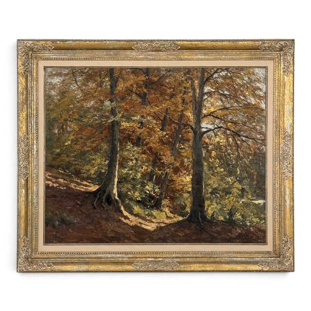 Wood Framed Oil Painting on Canvas by Fernand Ley (1910-1973) 'Path in the Forest' For Sale - Image 7 of 17