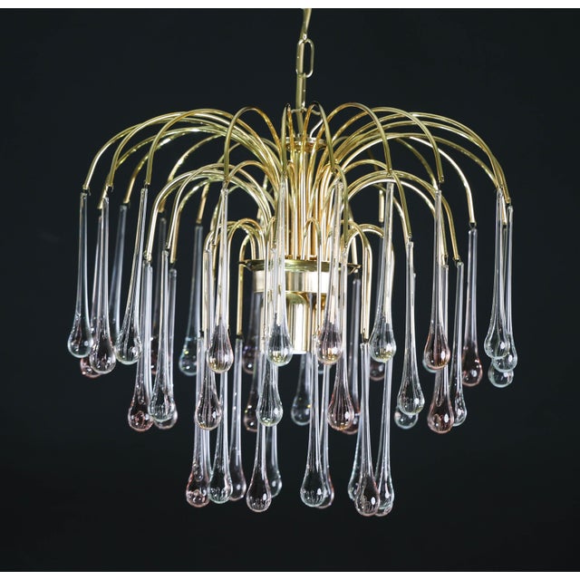 1980s Lady Grace, Chandelier With Pink and Transparent Pendants, Murano Glass For Sale - Image 15 of 15