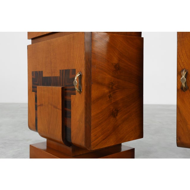 Art Deco Geometric Wooden Nightstands, Italy, 1920s, Set of 2 For Sale - Image 11 of 15