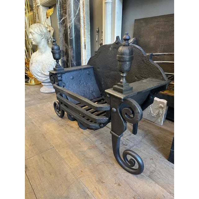 Metal Large Late 18th Century English Wrought Iron Fire Grate, 1780s For Sale - Image 7 of 11
