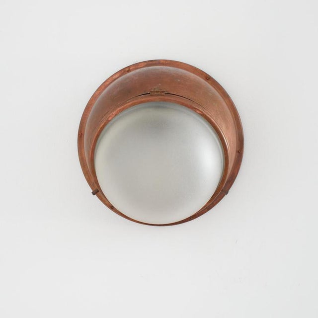Antique French Copper Holophane Wall Lamp For Sale - Image 3 of 10