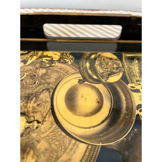Bespoke Lacquered Fornasetti Style Serving Tray Sally Designs Artist Signed For Sale - Image 10 of 12