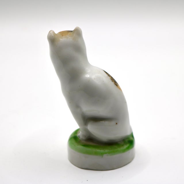 Staffordshire Potteries Antique English Staffordshire Miniature Pottery Seated Cat, C. 1850–1880 For Sale - Image 4 of 10
