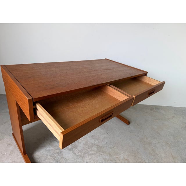 1970s 1970’s Mid-Century Modern Vi-Ma Danish Teak Desk With Hidden Sliding Filing Cabinet For Sale - Image 5 of 12