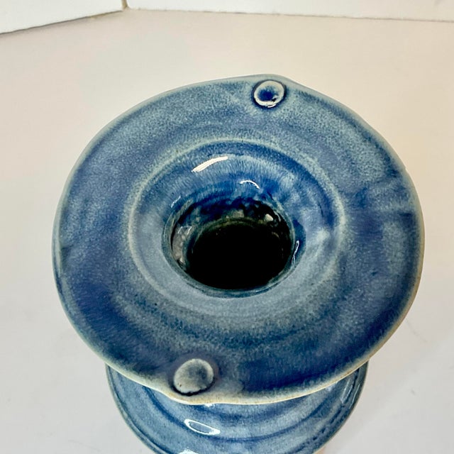 Mid-Century Boho Chic Americana Folk Art Hand-Thrown Pottery Studio Vase, Artist Signed For Sale - Image 10 of 11