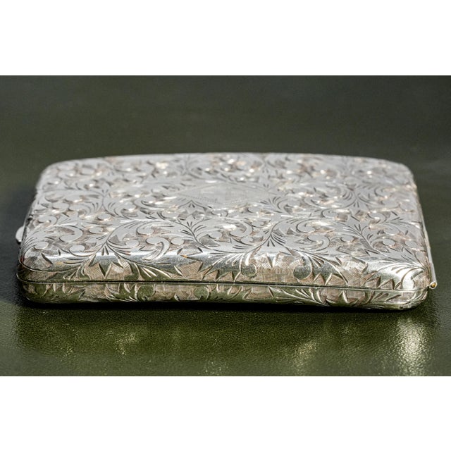 Amazing Ornate Antique Foliate Pattern Sterling Silver Card Cigarette Case For Sale - Image 10 of 13