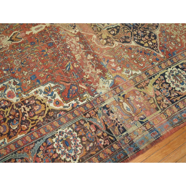 Traditional Early 20th Century Zabihi Collection Stunning Room Size Traditional Rust Multiple Abrash Carpet - 8'7" x 11'7" For Sale - Image 3 of 6