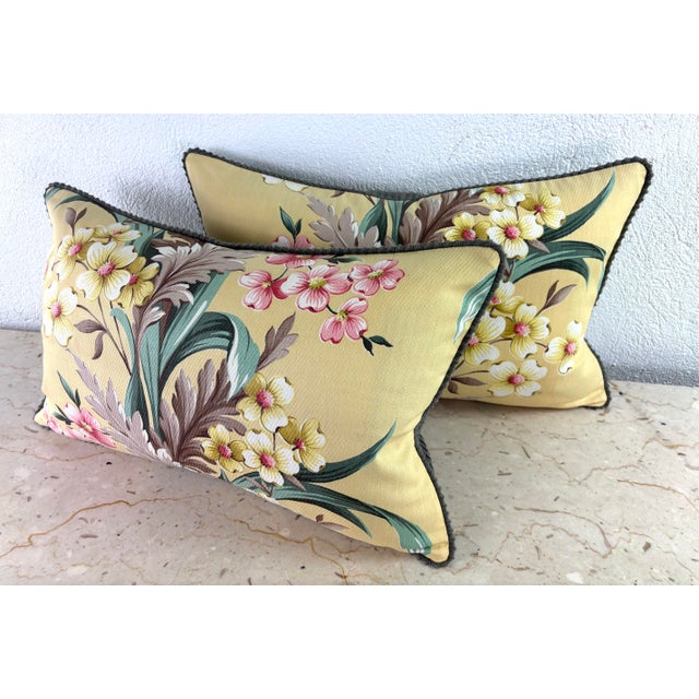 Vibrant Early 20th Century Floral Broad Cloth Pillows/Pair. For Sale - Image 10 of 10