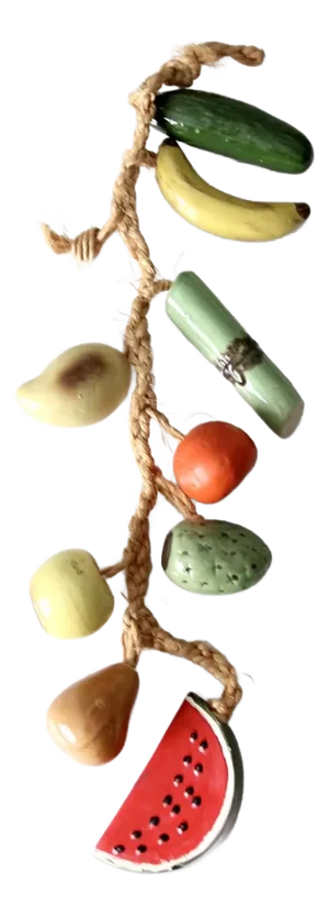 Vintage Ceramic Fruit on Rope Hanging
