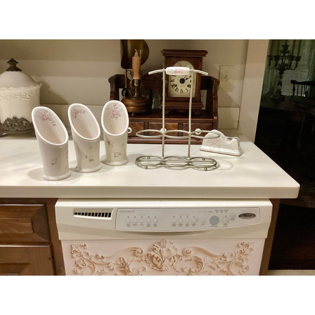 1980s Rare Pfaltzgraff Tea Rose Flatware Caddy Silverware Utensil Holder With Stand. Harder to Find Caddy. For Sale In South Bend - Image 6 of 11