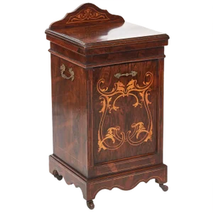 Antique Edwardian Rosewood Inlaid Coal Purdonium