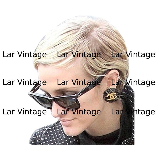 Chanel Rare Classic Black Quilted Gold CC Large Clip on Earrings * Marked 23 * Made in France *Comes with the original box...