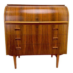 Bernhardt Pedersen Danish Mid Century Modern Rosewood Roll Top Desk