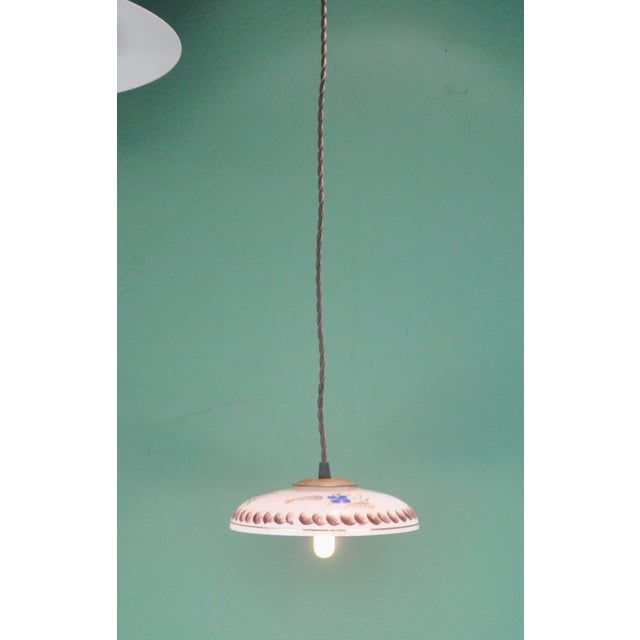 Red Hand-Painted Glass Lamp, 1940s For Sale - Image 8 of 9