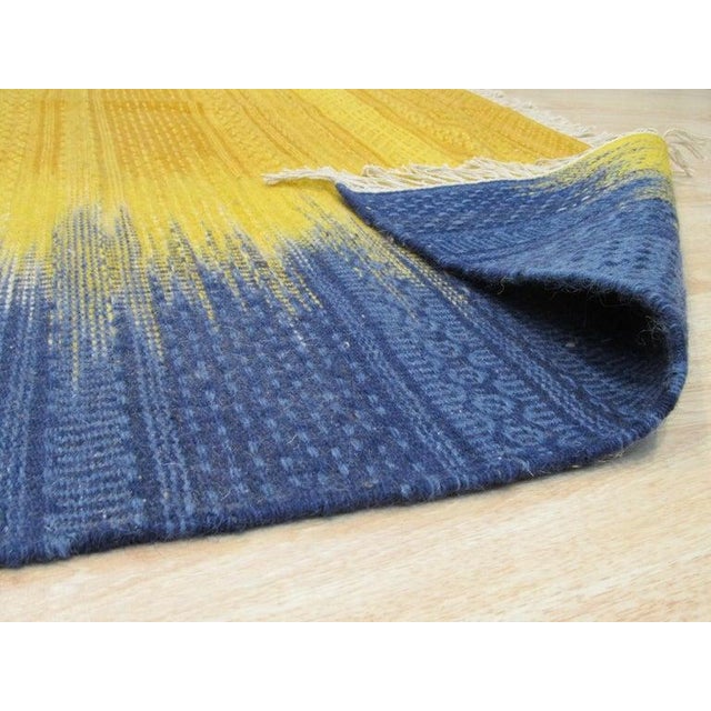 8x10 Yellow Flat Weave Wool Ombre Horizon Geometric Modern Carpet Rug For Sale - Image 4 of 9