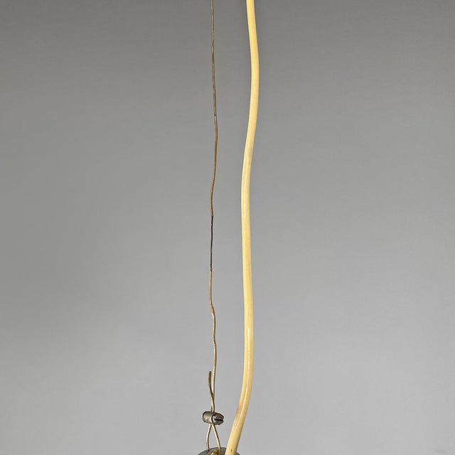 Metal Italian Modern Round Base Pendant in Aluminum with White Glass Band, 1970s For Sale - Image 7 of 18