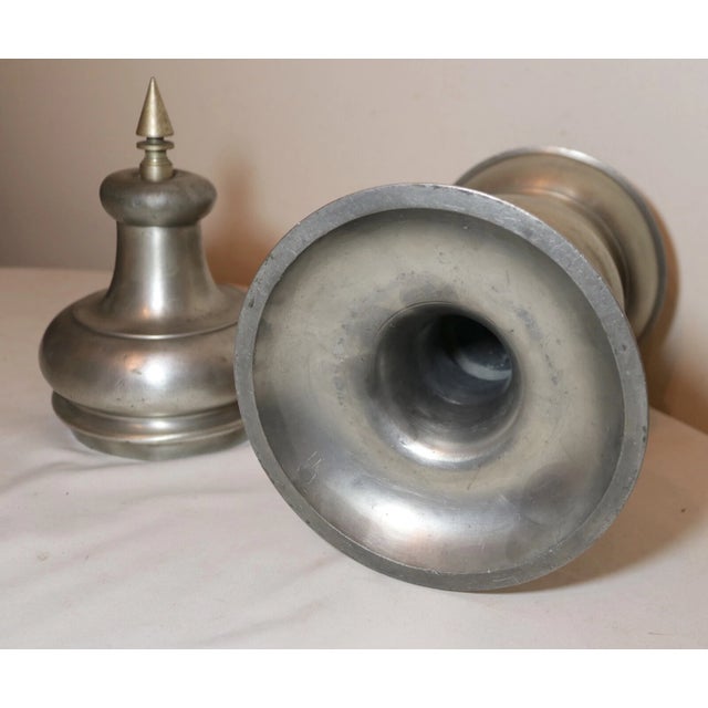 Rare Large Antique 17th Century German Handmade Forged Pewter Lidded Urn Jar For Sale - Image 11 of 12