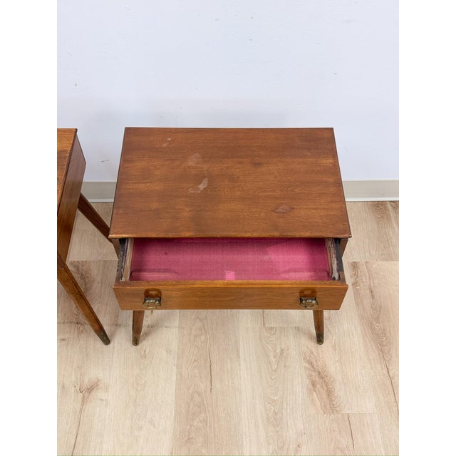 Pair of Vintage Atomic Nightstands Retro Bedside Tables MCM End Tables For Sale - Image 9 of 17
