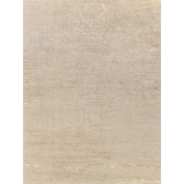 Exquisite Rugs Plush Hand-Knotted Bamboo Silk & Mohair Ivory Rug-10'X14' For Sale