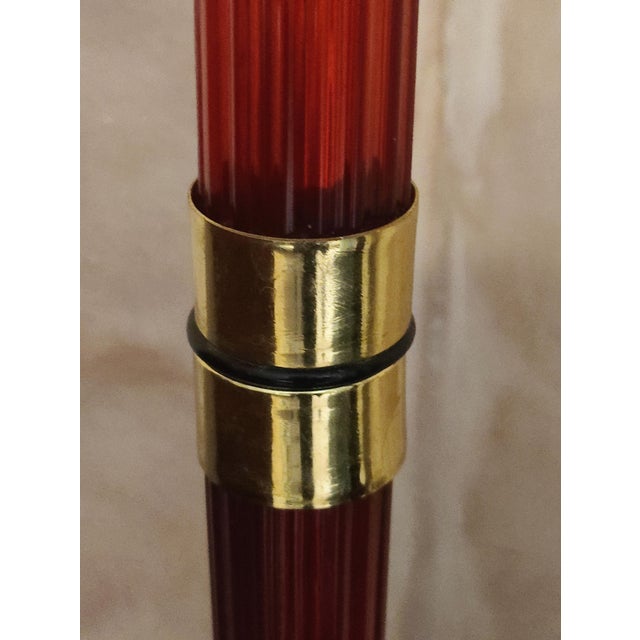 1970s Fluted Murano Glass and Brass Floor Lamp, Italy, 1970s For Sale - Image 5 of 11