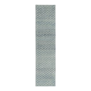 Contemporary Block Print Geometric Natural Silk Runner by Rug & Kilim, India For Sale