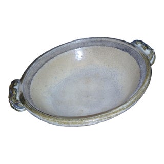Rustic Mid Century Hand Thrown Stoneware Studio Pottery Centerpiece Bowl For Sale