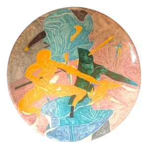Large Ceramic Figuratista Plate by Massimo Biagi Miradario, 2009