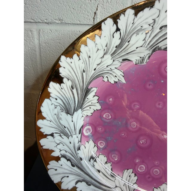 Vintage Fornasetti Style Pink Splash Luster Platter | Chairish